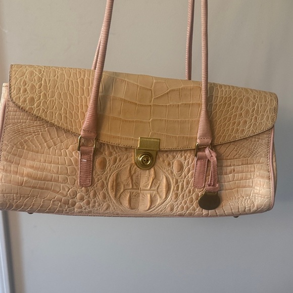 Brahmin Cream /Pink Crocodile-Embossed Women's Bag - Picture 16 of 17